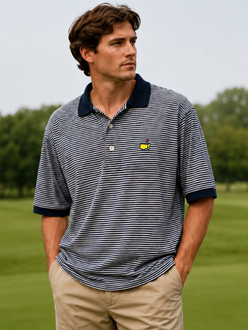 Vintage Augusta National Golf Shop Masters Polo Shirt Men’s XL Striped Cotton